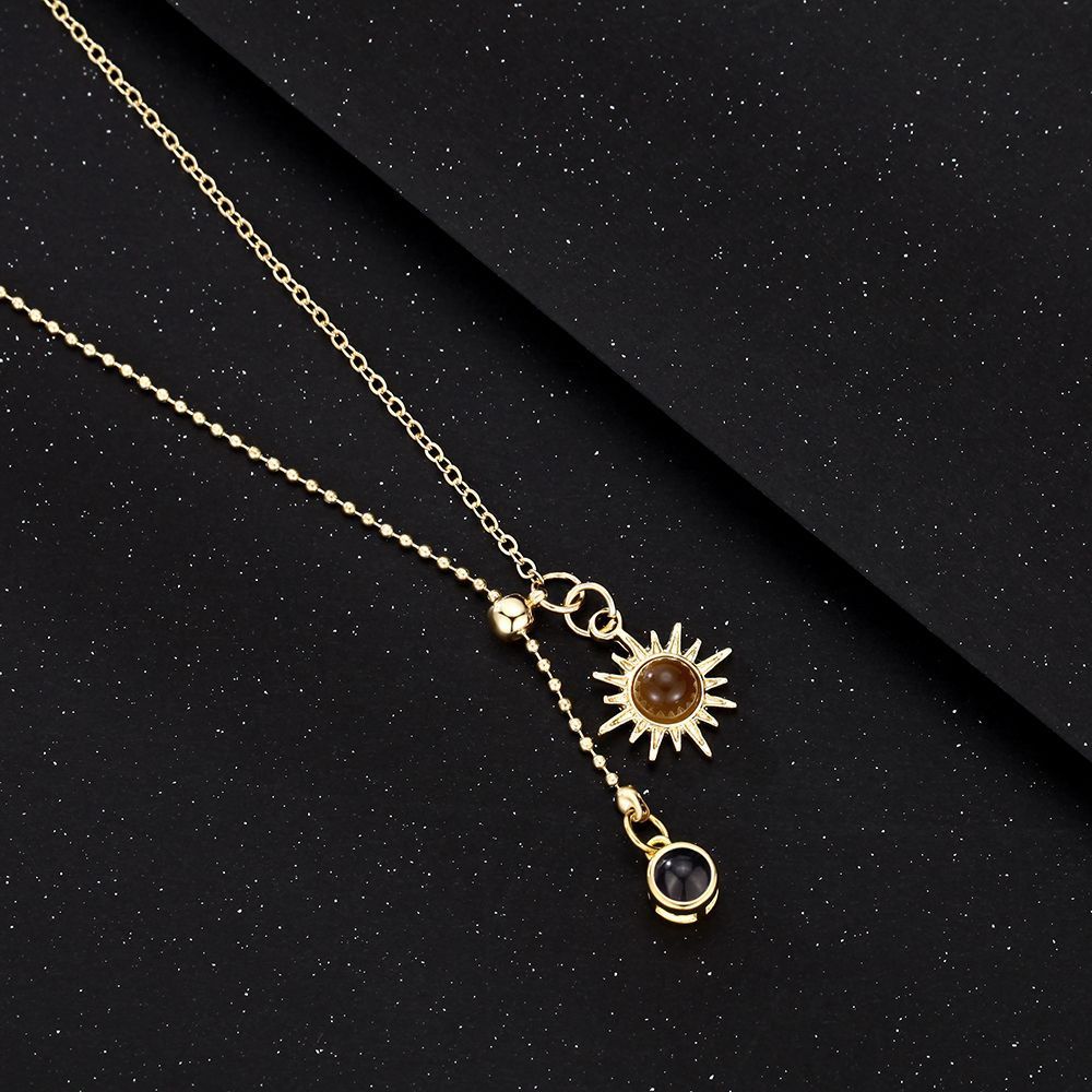 Personalized Sun Photo Necklace Projection Gem Necklace Anniversary Gifts for Her