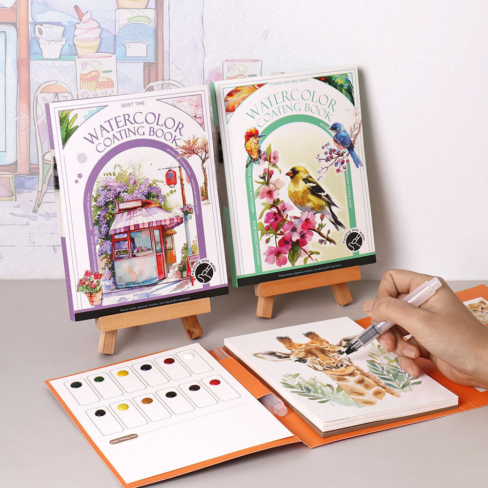 16 Sheets Watercolor Workbook Coating Book with Free Paint Set Say Goodbye to Anxiety Awaken Your Artistic Talent