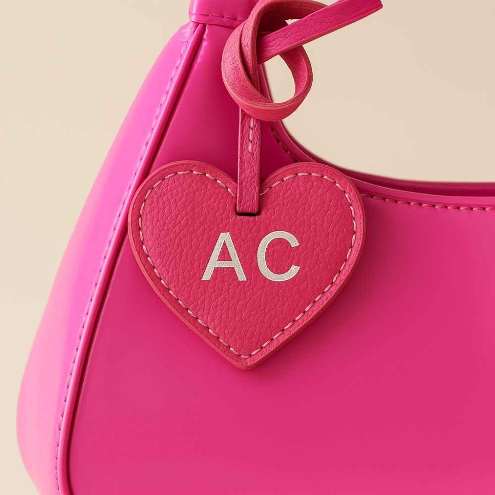 Personalized Genuine Leather Heart Bag Charm, Custom Purse Accessories, Cute Bag Charm, Gifts For Friends/Bridesmaids/Mom