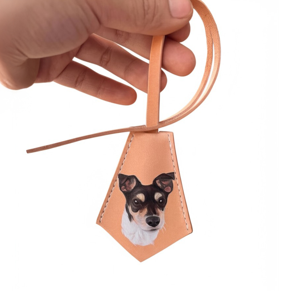 Custom Pet Photo Leather Bag Charm Tag-Unique Personalised Gift Bag Charm - Pet Portrait - Dog Memorial - Leather fashion accessories