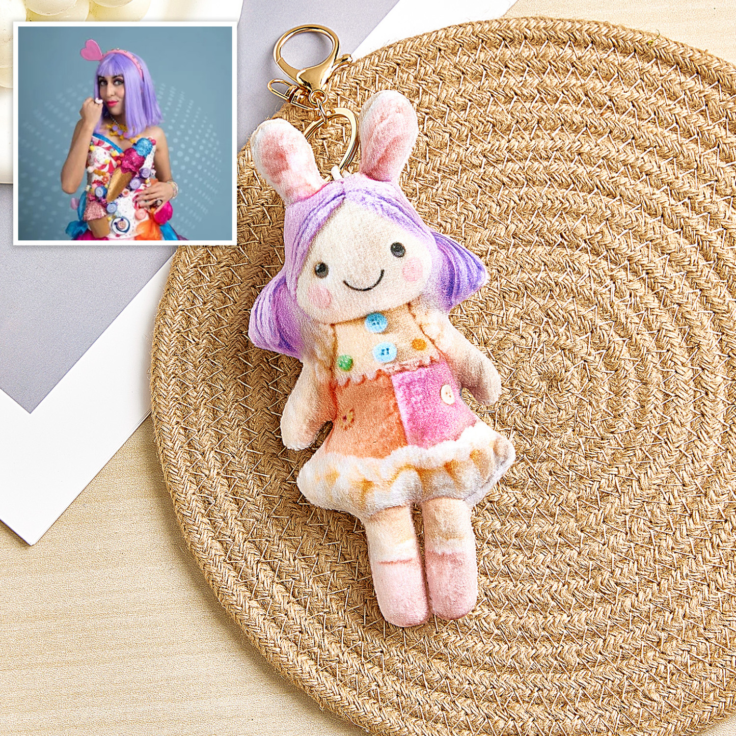 Personalized Photo Plush Doll Keychain Mini Me Plush Keychain Birthday Gifts