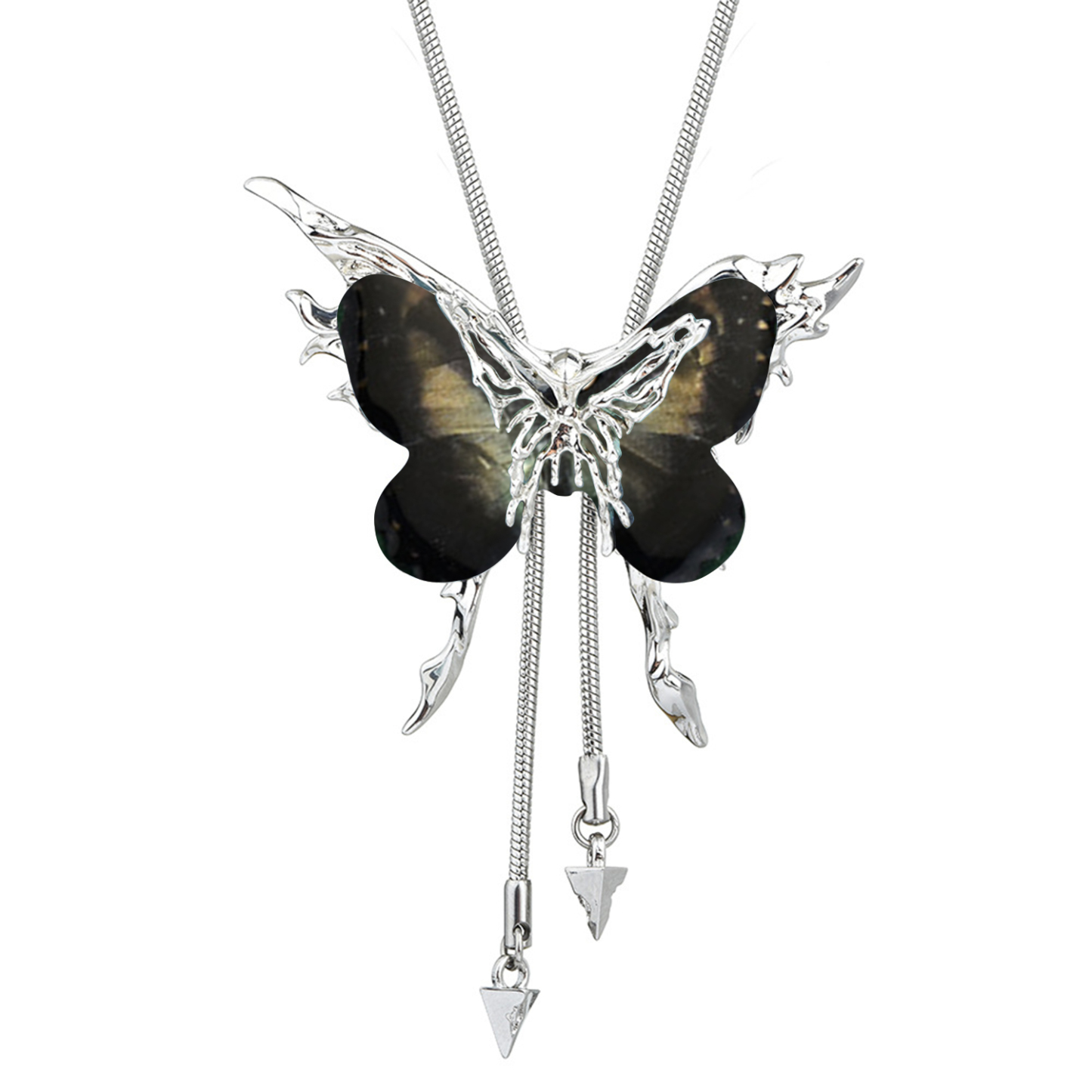 Butterfly Cage Sweater Necklace Replaceable Butterfly Pull-out Necklace Women's Clavicle Chain Sweater Chain