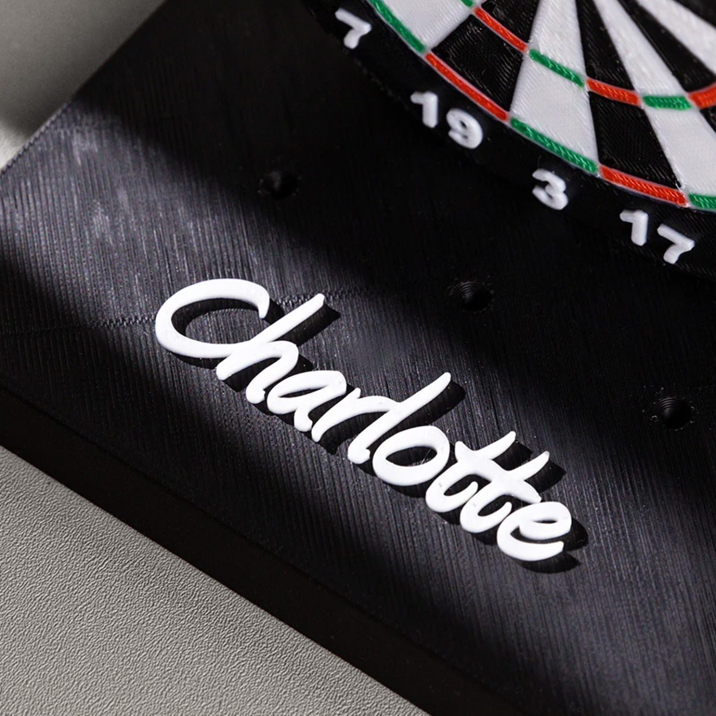 Personalized 3D Printed Dartboard Pattern Dart Holder with Text and Base for Holding 3 Darts Desk Decor Birthday Gift for Dart Lovers