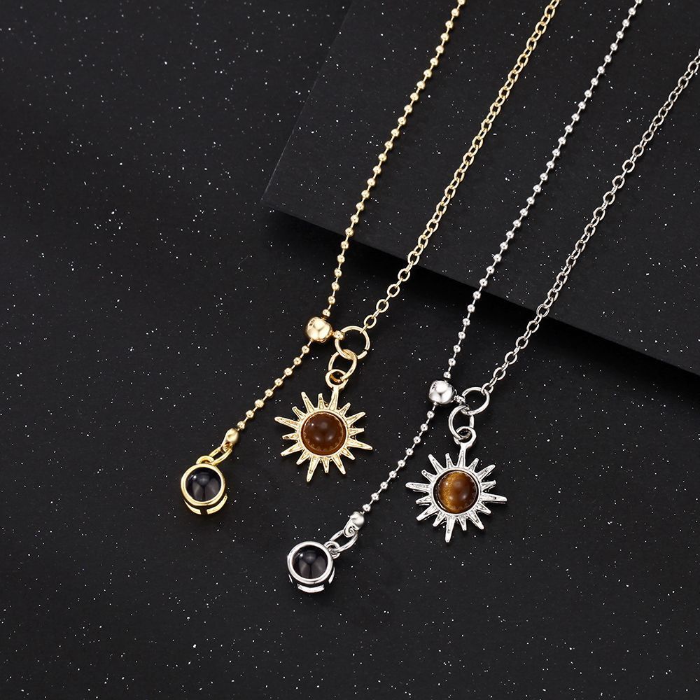 Personalized Sun Photo Necklace Projection Gem Necklace Anniversary Gifts for Her