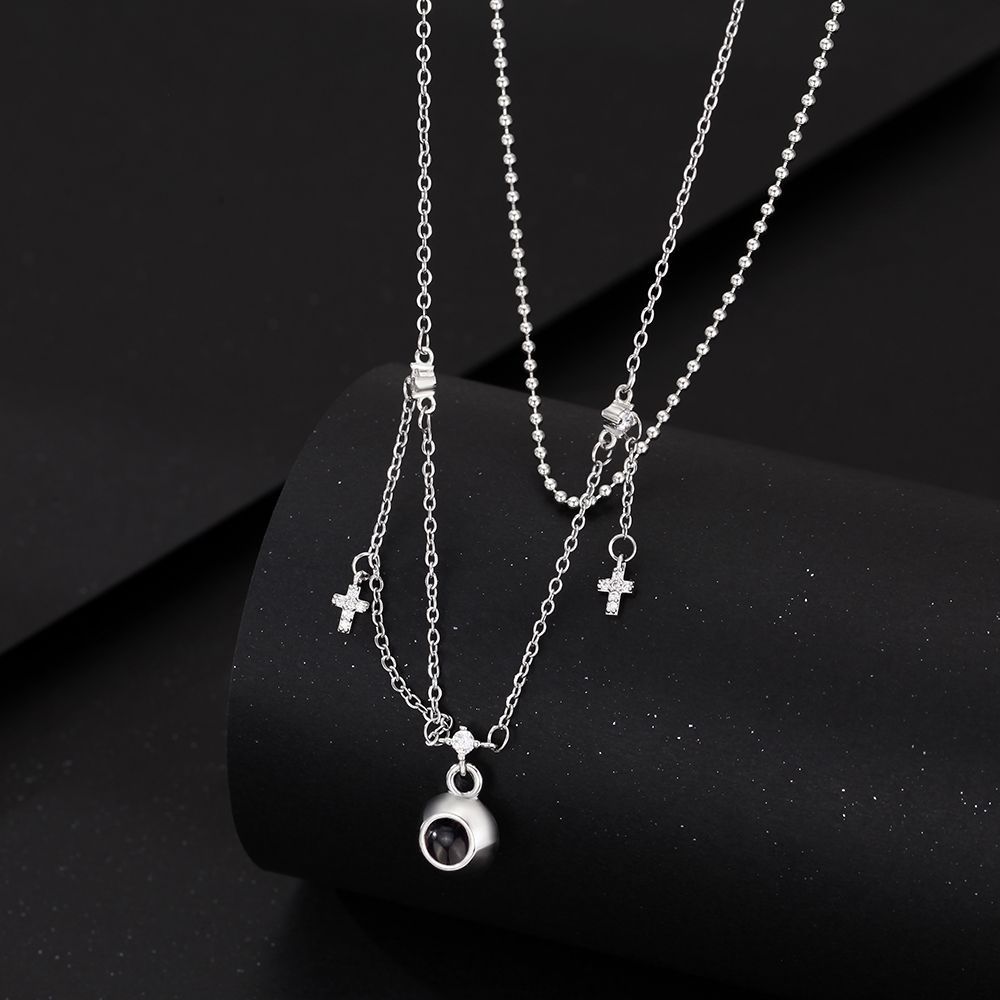 Personalized Cross Photo Necklace Projection Gem Necklace Anniversary Gifts for Her