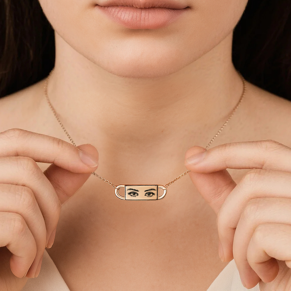 Custom Photo Eyes Necklace Engraved Necklace Anniversary Gift Valentine's Day Gift for Her