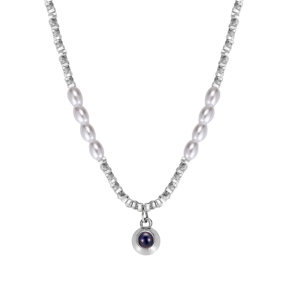 Personalized Photo Necklace Projection Gem Pearl Necklace Anniversary Gifts for Her