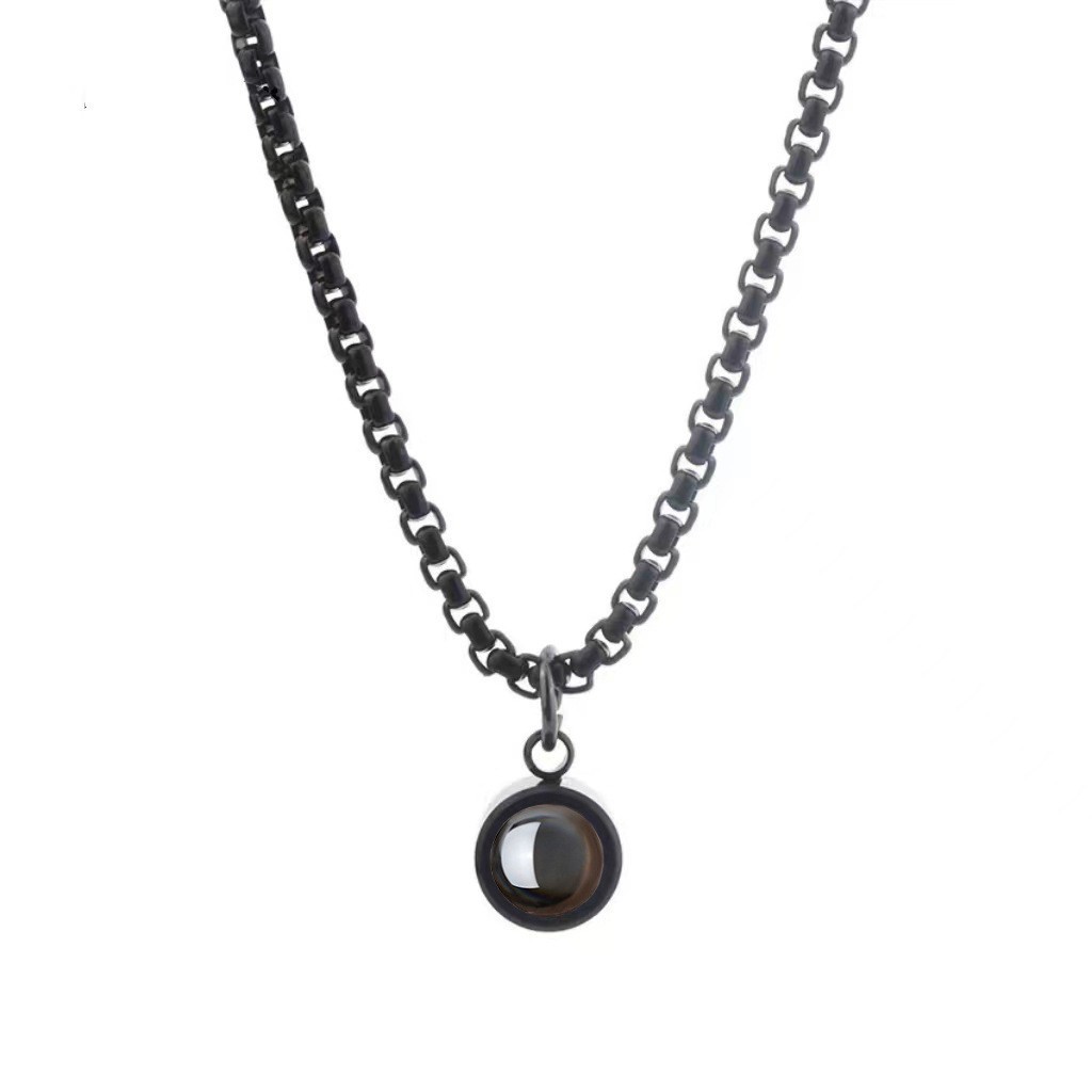 Personalized Curb Chain Photo Necklace Projection Gem Necklace Anniversary Gifts for Her