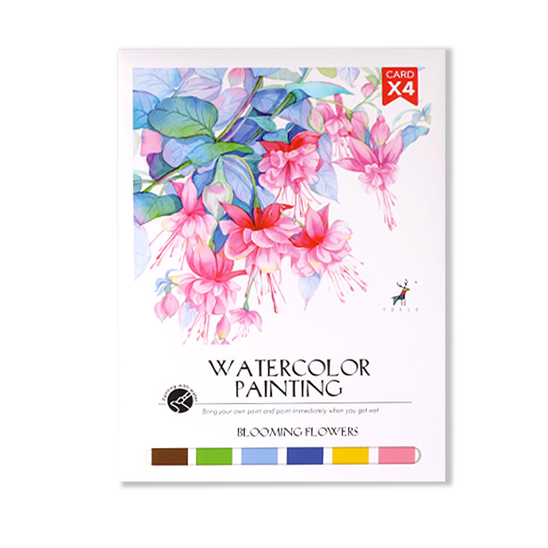4 Sheets Watercolor Workbook Coating Book with Free Paint Set Say Goodbye to Anxiety Awaken Your Artistic Talent