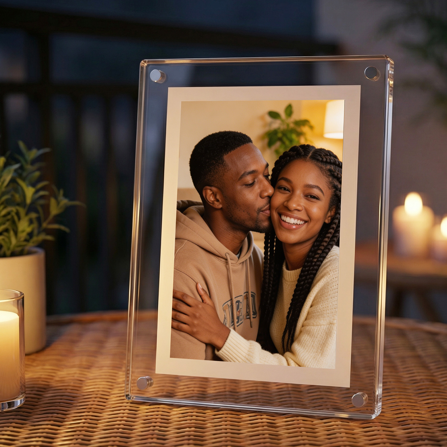 Digital Photo Frame Acrylic Transparent Video Player Dynamic Electronic Picture Album for Home and Desktop