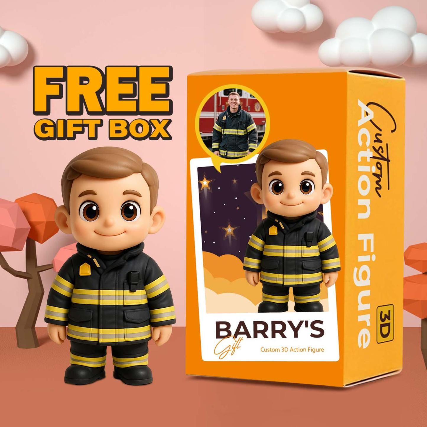 Custom 3D Action Figure From Your Photo Personalized Toy Figure Custom Action Figure Gifts For Firefighter