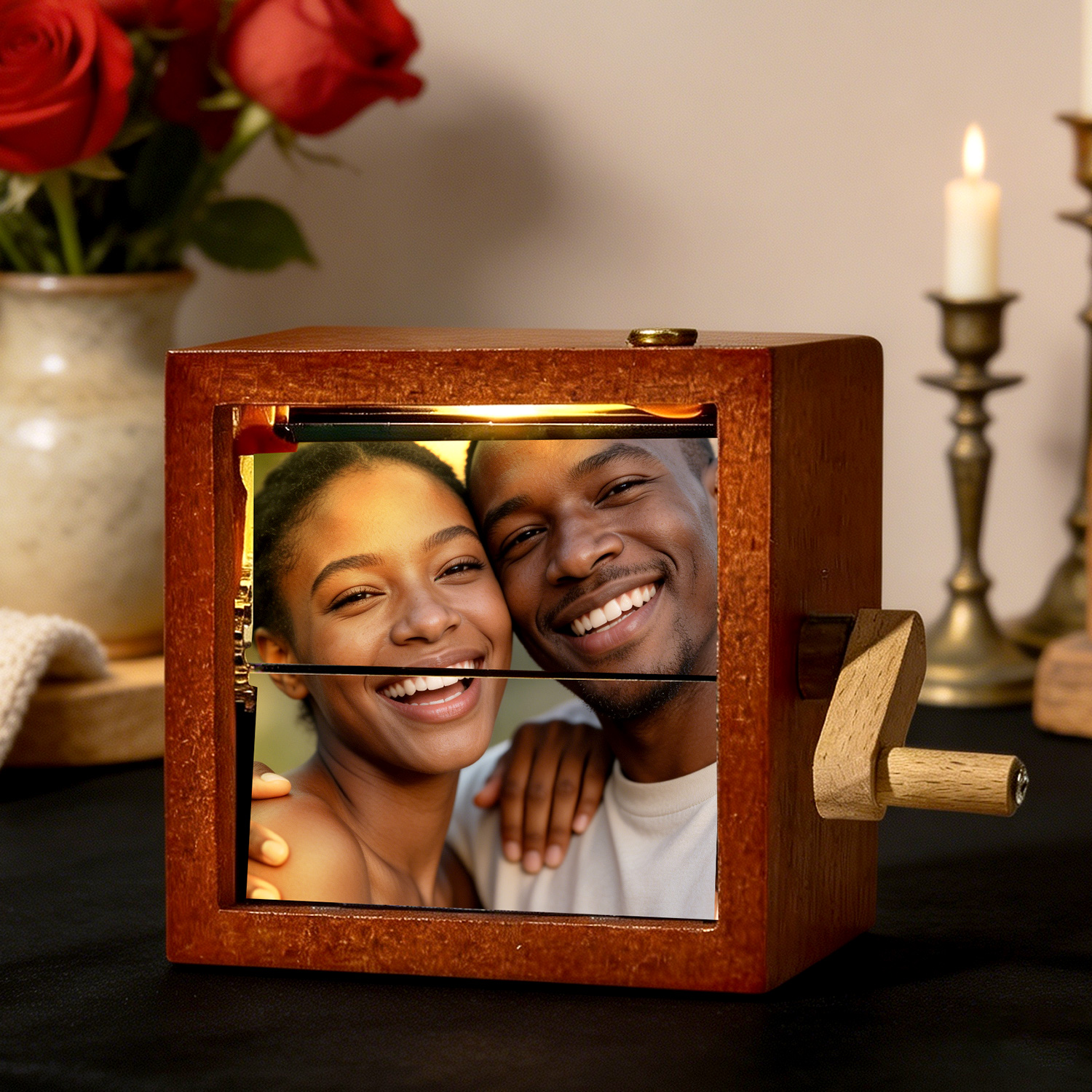 Custom Photos Flipbook Frame Animation Machine Mechanical Hand-cranked Flipbook Box Photo Album with Light Anniversary Gifts