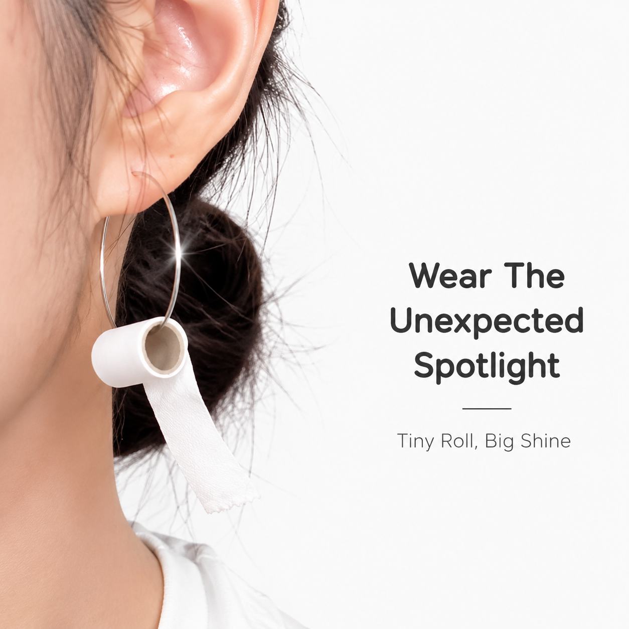 Funny Miniature Toilet Paper Roll Hoop Earrings Quirky Novelty Paper Roll Dangle Earrings Cute Gag Gift Jewelry for Women & Girls