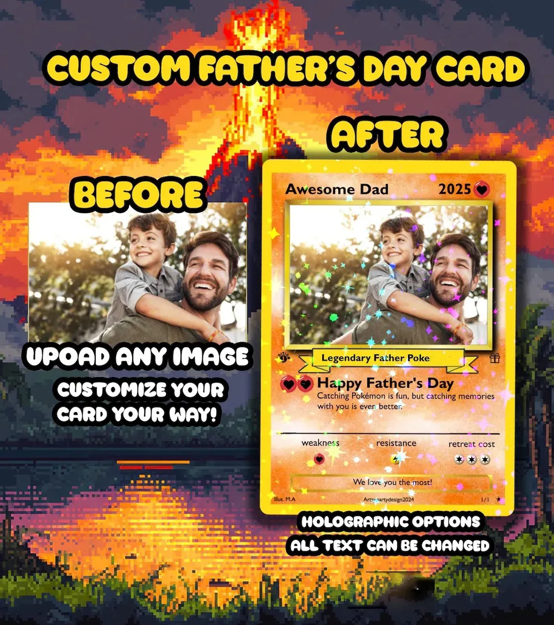 Father's Day Poke Card, Custom Poke Card, Gift For dad, Father's Day Gift, Custom Poke Present