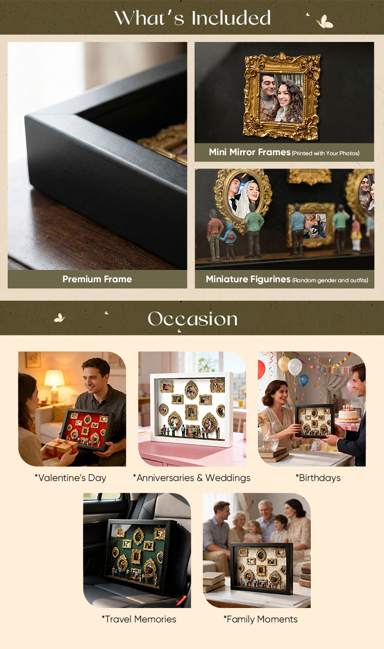 Personalized Miniature Art Gallery 3D Shadow Box - Custom Photo Gallery Wall with "Art and a Small Museum" Banner & Mini Spectator Figures - Unique Couples Romantic Gift detail image 7