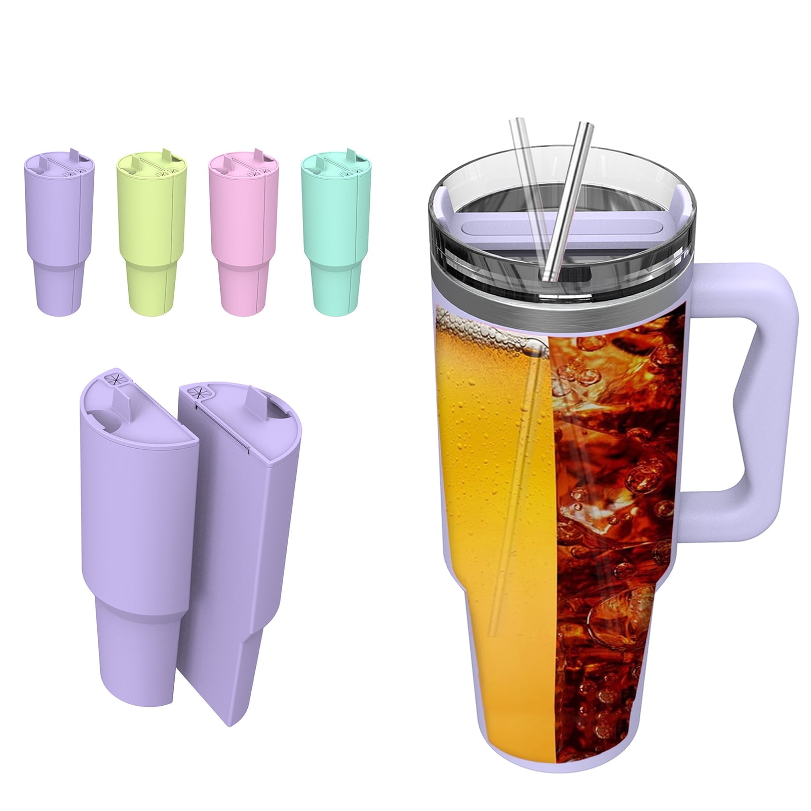 Silicone 2-in-1 Cup Liner for 40 Oz Cup Creative Drink Separator Design Food-Grade Reusable Liner for Party