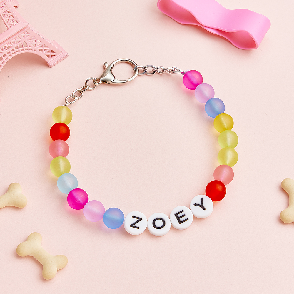 Custom Pet Name Necklace Personalized Colorful Strawberry Beaded Pet Collar A Unique Pet Gift
