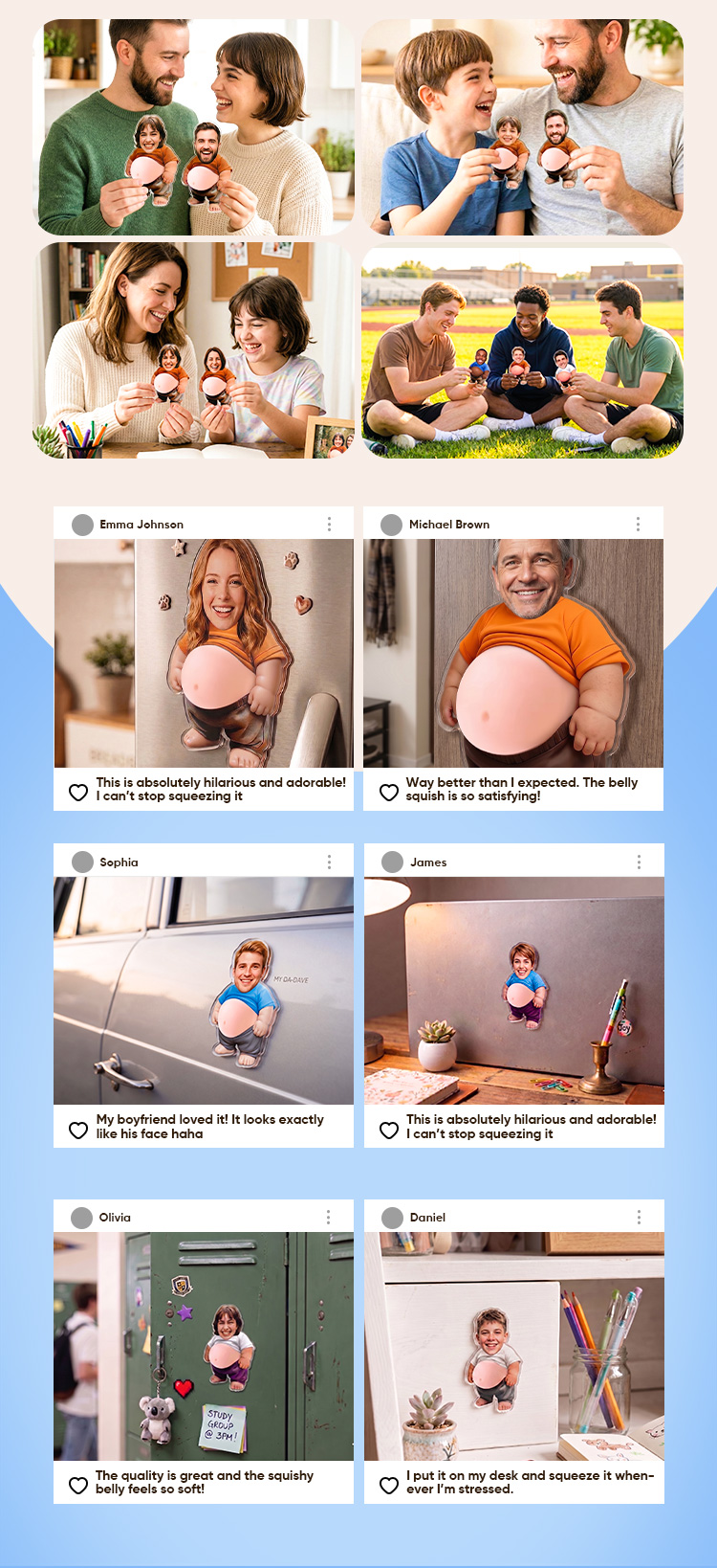 Custom Face Squishy Belly Anti-collision Acrylic Car Stickers Personalized Photo Car Stickers with Soft Squeeze Belly Cute Funny Gift for Car Owners detail image 7