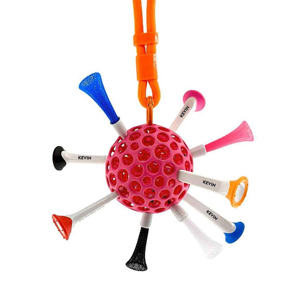 Pink Custom Golf Tee Holder Including 5 Custom Golf Tees