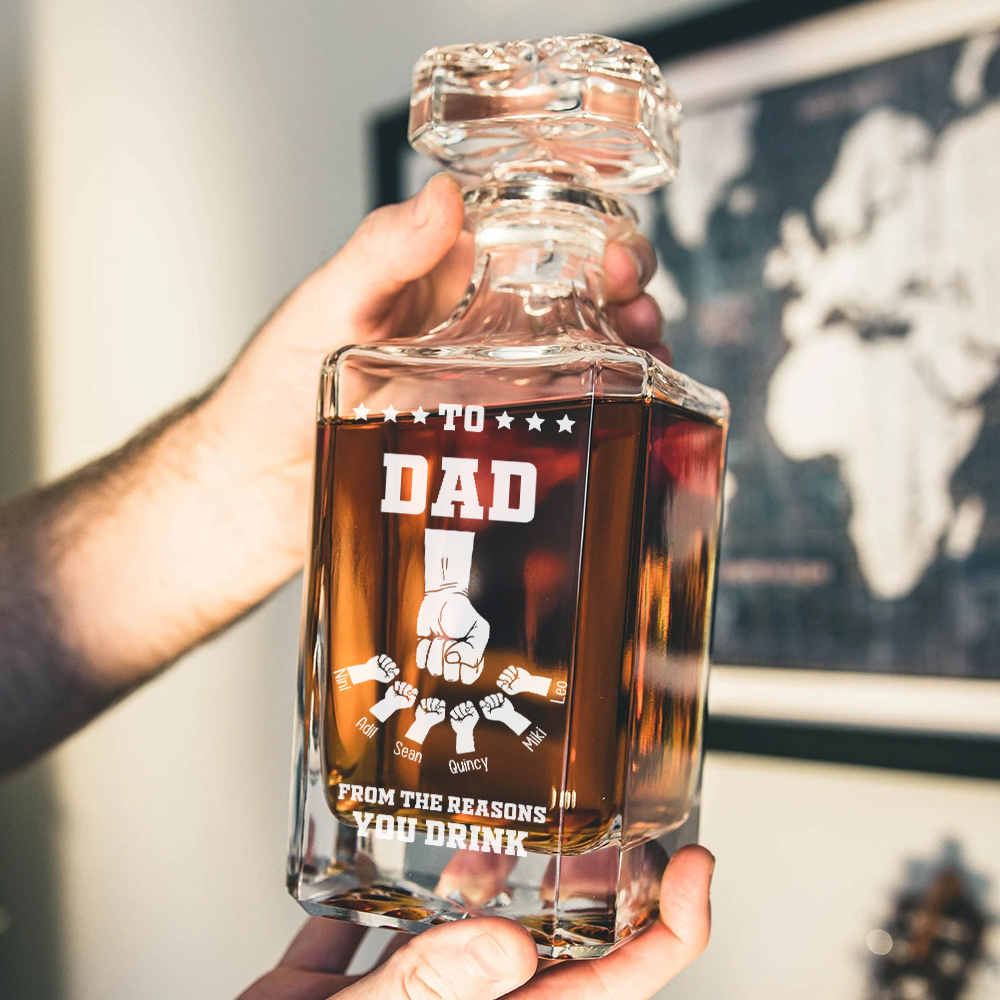 Whiskey Bottle Gift for Dad - For the Reasons You Drink - Personalized Whiskey Bottle