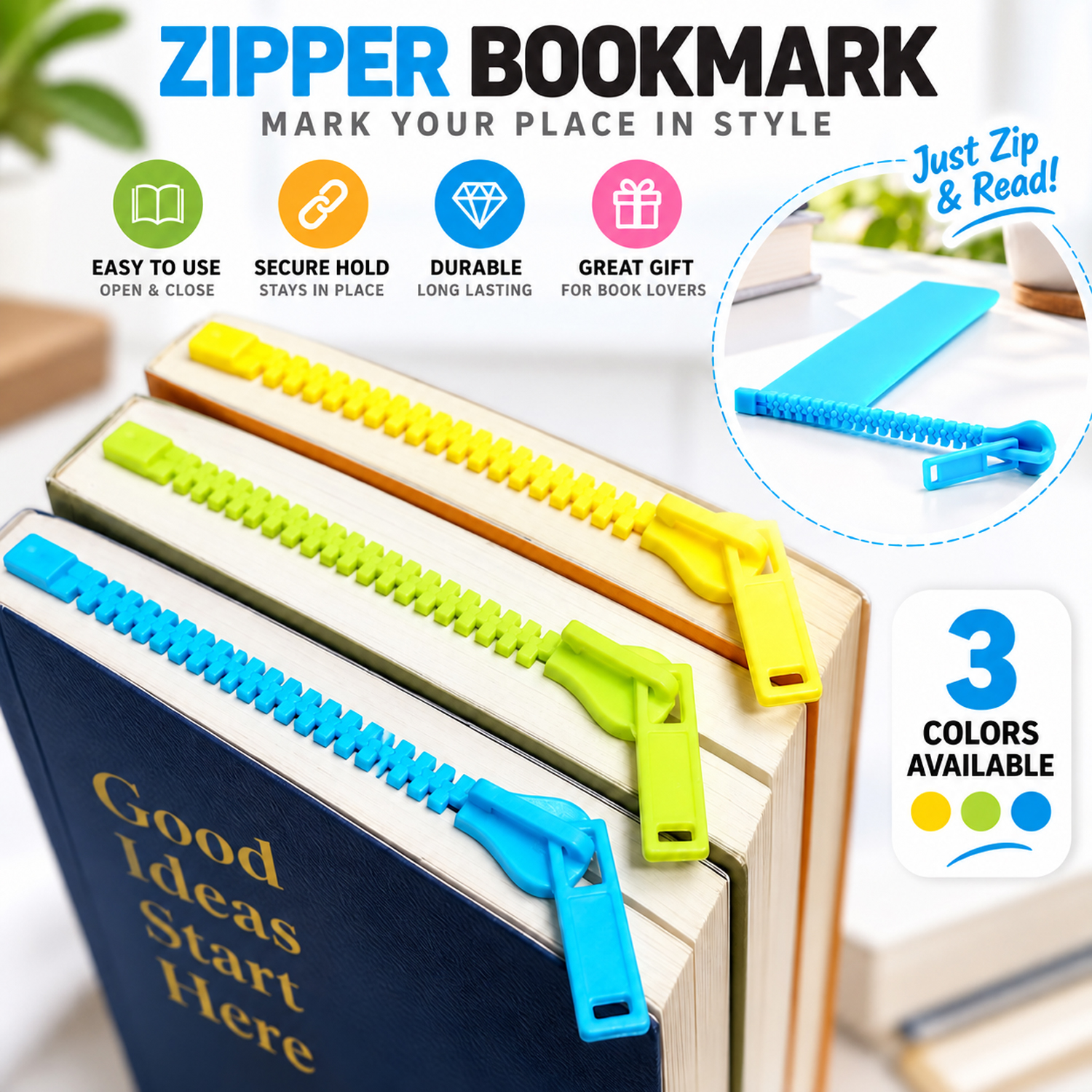 Einzigartiges Lesezeichen Mit Reißverschluss – Ein Tolles Geschenk Für Schule Und Büro! Bunte Notizseitenhalter, Perfekt Für Muttertag, Weihnachten, Thanksgiving, Schulabschluss, Lehrer Und Leseratten. Ideal Für Jedes Buch. - soufeelde