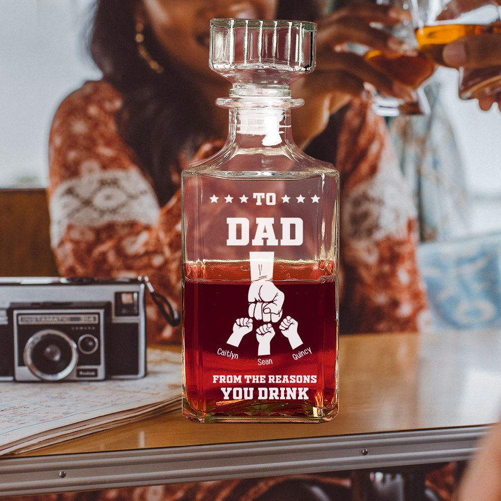 Whiskey Bottle Gift for Dad - For the Reasons You Drink - Personalized Whiskey Bottle