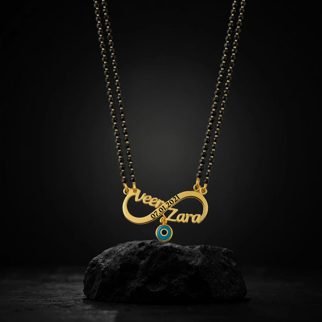 Infinity Name Necklace Custom Engraved Name & Date Necklace with Evil Eye Pendant Jewelry Gift for Her