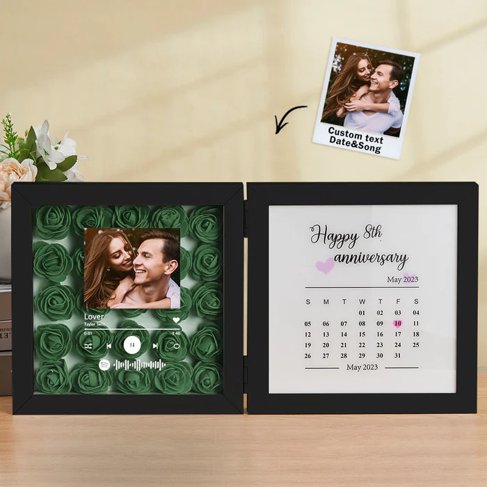 Personalized Photo Rose Flower Foldable Frame Custom Music Code Can Play Music Anniversary Gift for Couple