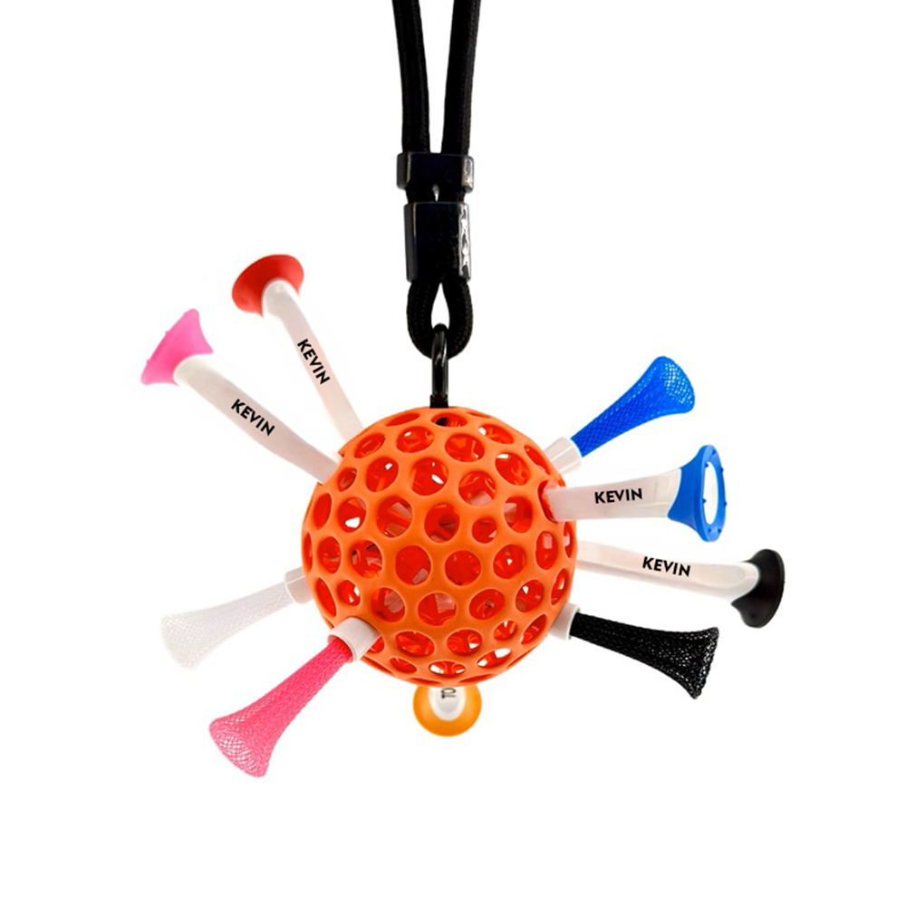 Orange Custom Golf Tee Holder Including 5 Custom Golf Tees