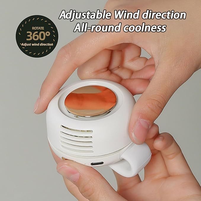 Portable Silent Mini Bladeless Electric Fan Adjustable 3-speed Suspended Waist Fans Rechargeable Rotating Body Fan Suitable for Outdoor Travel Office Travel Accessories Gift