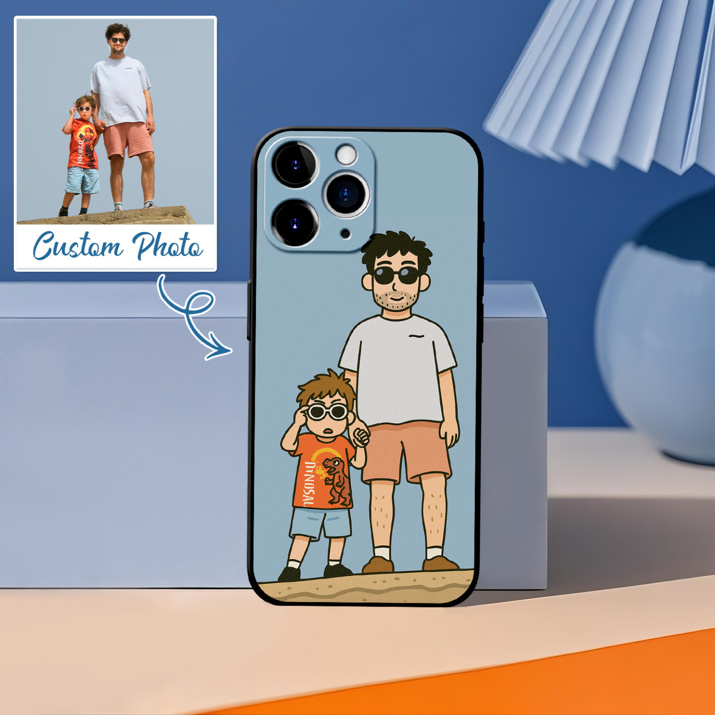 Personalized Anime Portrait Phone Case Cartoon Style Father's Day Gift