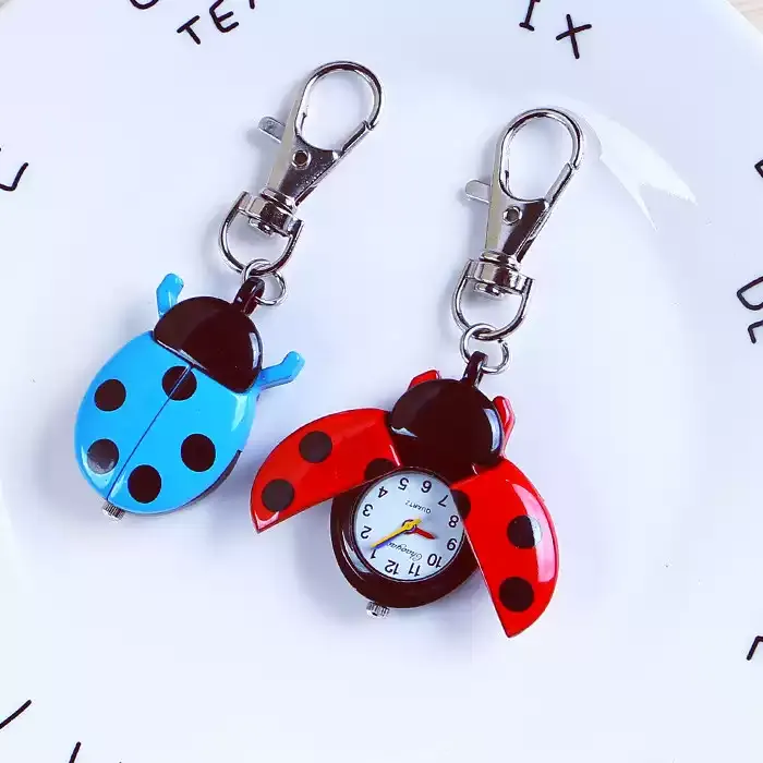 Pink Ladybug Keychain Watch Women 24mm Pink Crystal Fun Keychain Anniversary Gift