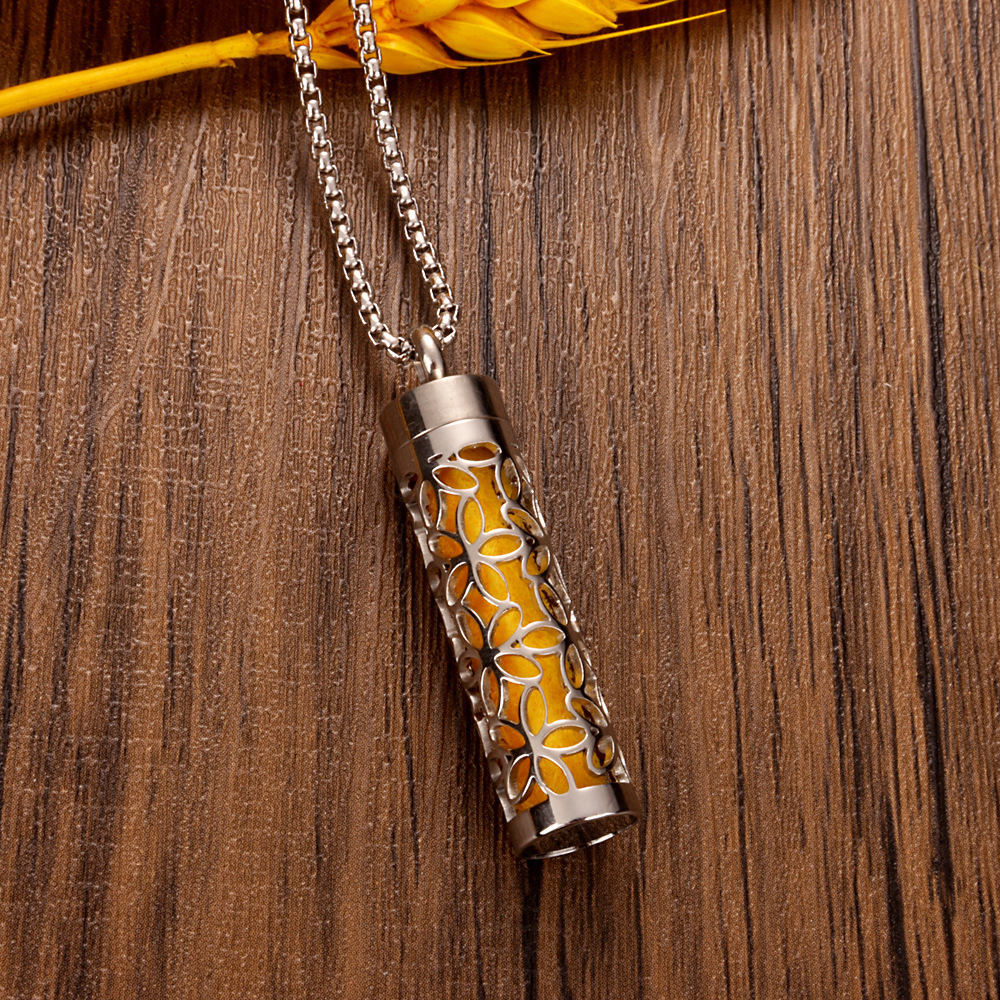 Perfume Diffuser Necklace Essential Oil Aromatherapy Stainless Steel Necklace Vertical Fragrance Pendant Necklace