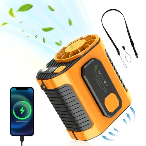Portable Waist Clip on Fan Hanging Cooling Fan USB Rechargeable Power Bank Fan