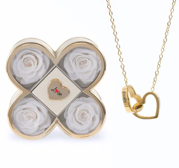 Custom Name Necklace in Rose Gift Box Romantic Gift for Lover