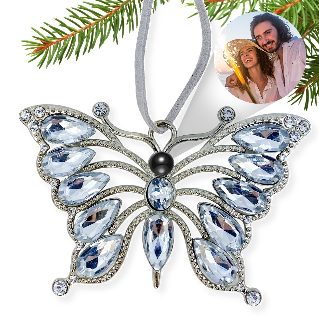 Projection Crystal Butterfly Ornament for Christmas Tree or Hanging Décor