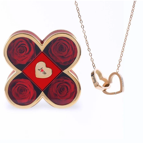 Custom Name Necklace in Rose Gift Box Romantic Gift for Lover