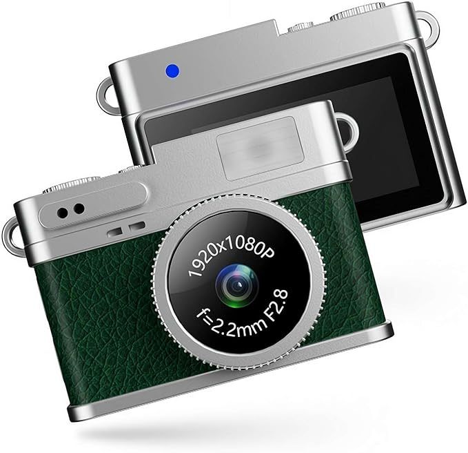 Mini Keychain Camera, 1080P FHD Mini Retro Digital Camera, Tiny Portable Small Cameras Vintage Compact Micro Cameras with LCD Screen, Built-in Battery, Magnetic Lanyard for Travel