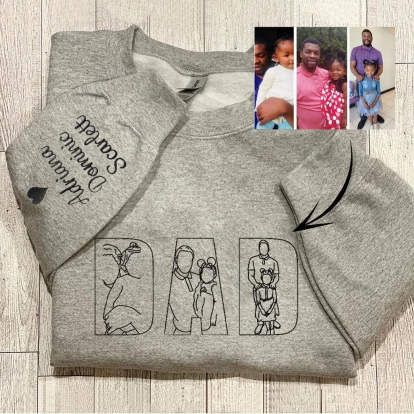 Custom Photo Embroidered Sweatshirt Unique Gift for Dad Father's Day Gift
