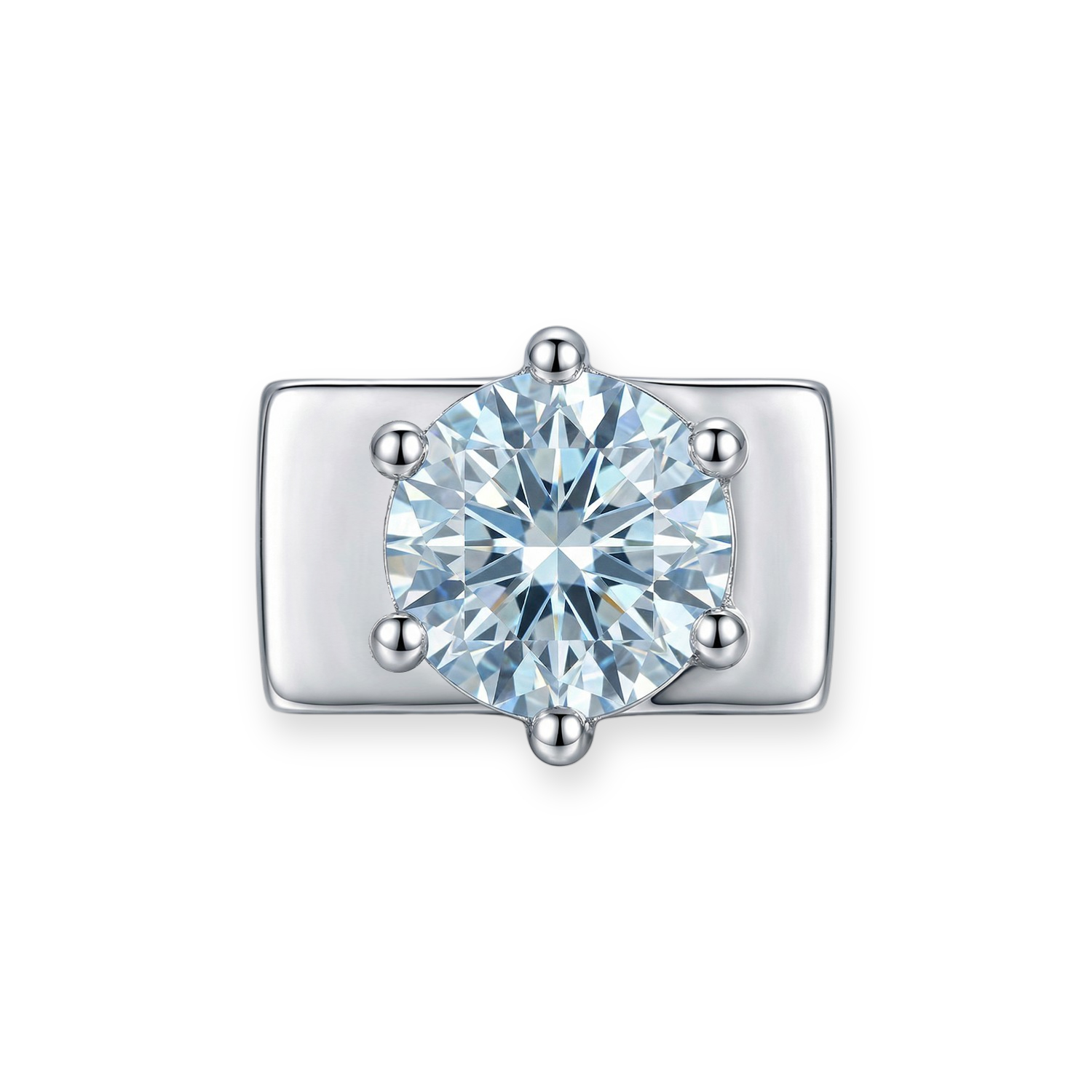 Pale Blue Round Diamond Charm - Silver