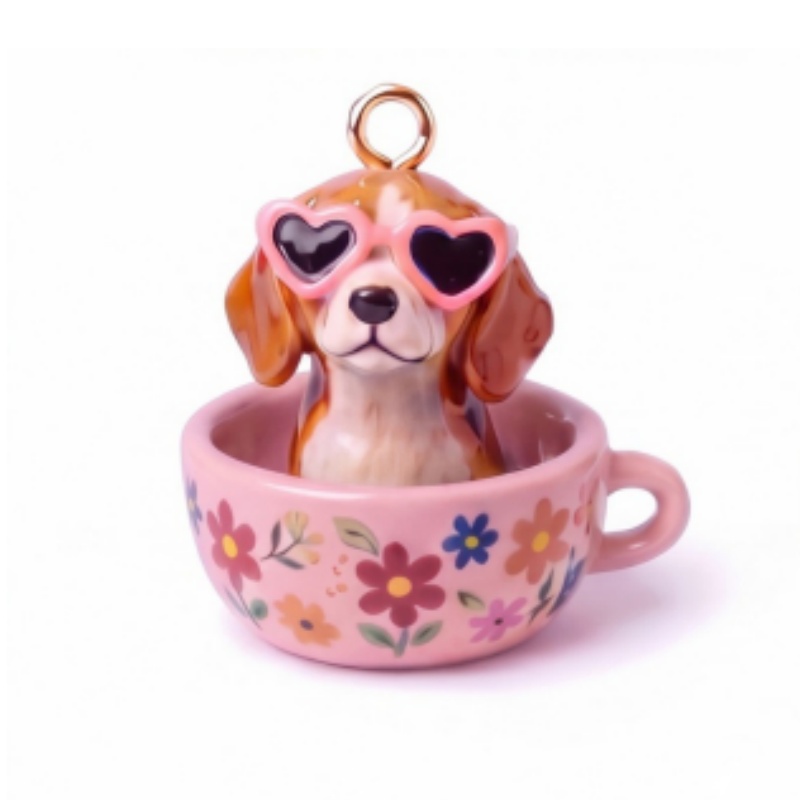 Cute Teacup Puppy Charm Pendant – Adorable Animal DIY Charm for Necklaces, Bracelets & Keychains