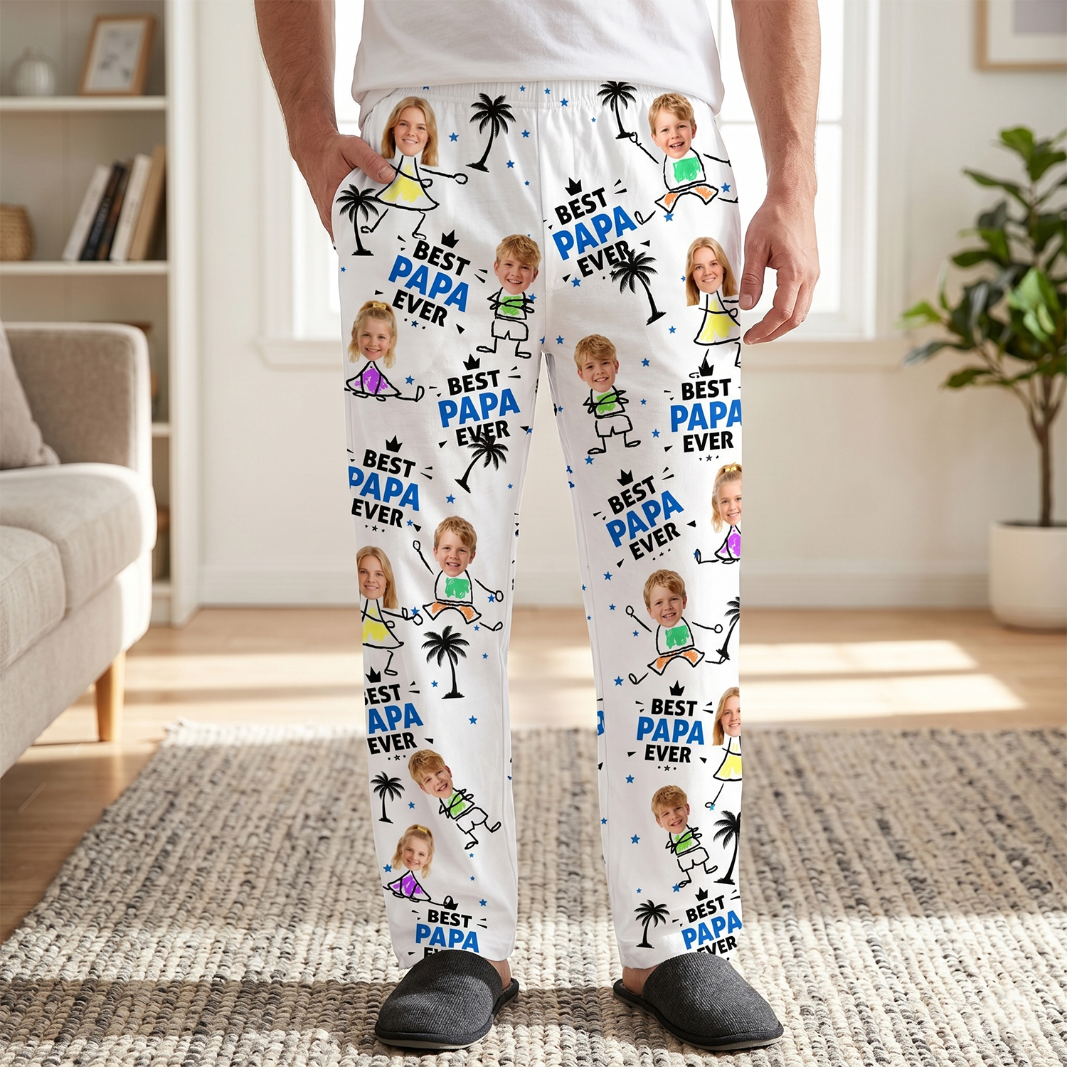 Personalized Photo Lounge Pants for Dad – Best Dad Ever Father's Day Gift for Husband, Grandpa & Dad - soufeelus