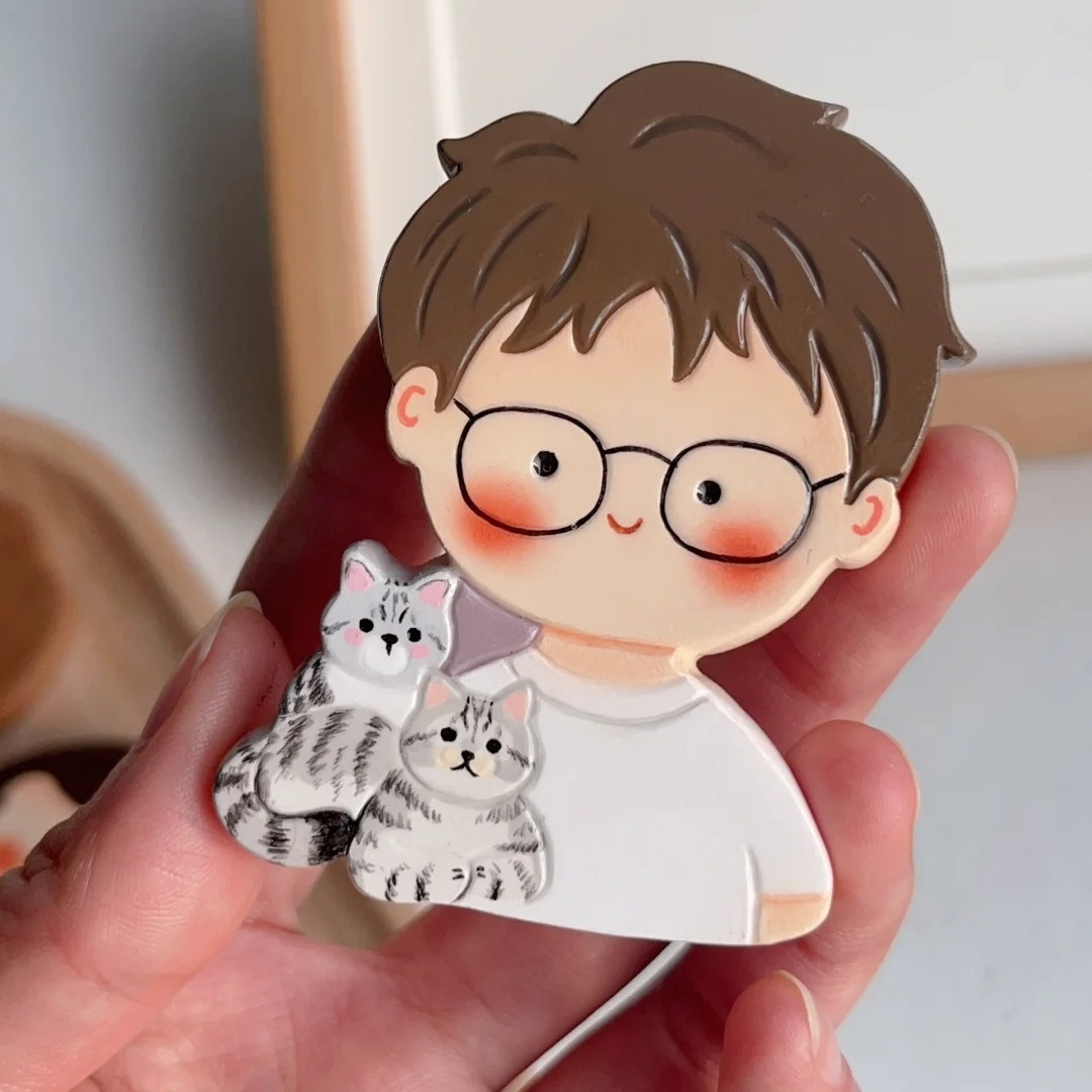 Custom Cartoon Portrait Fridge Magnet Personalized Gift with Cute Hand-Drawn Design for Lover - soufeelus