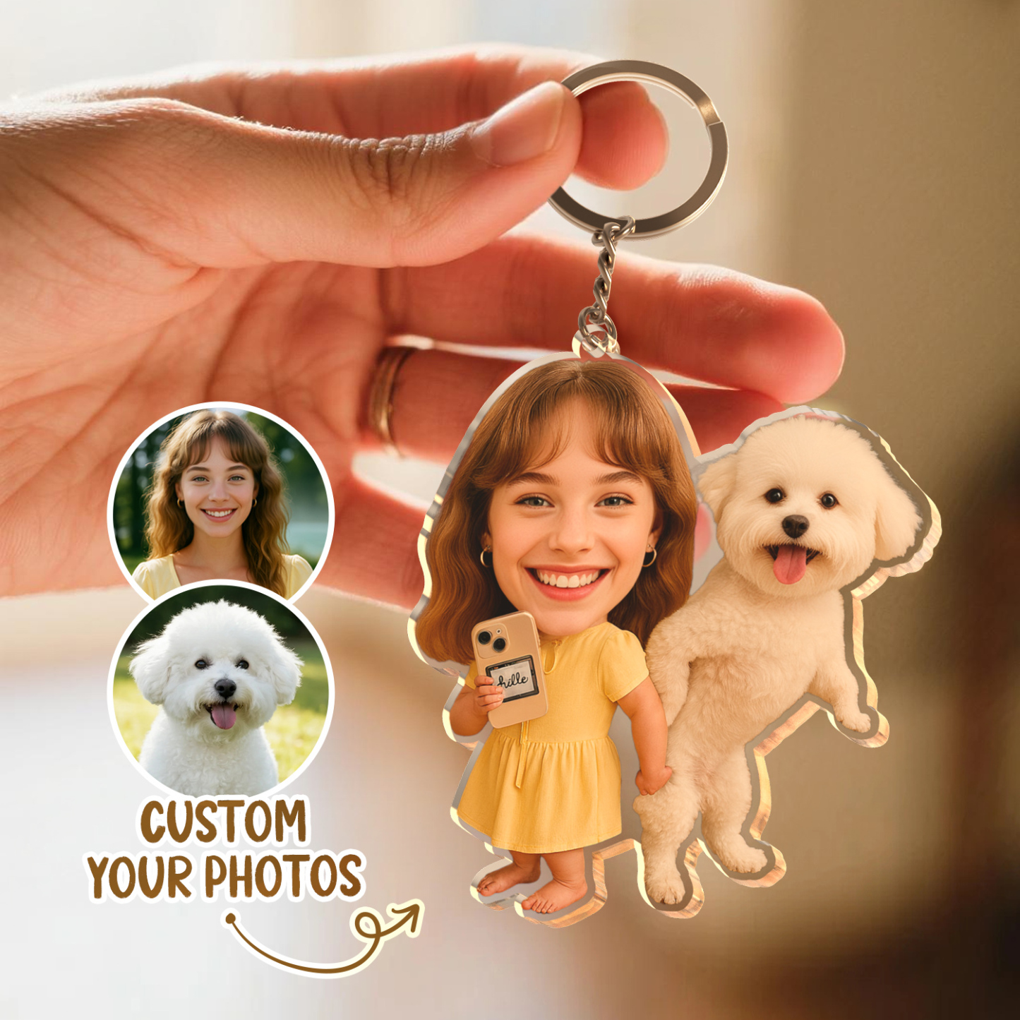 Personalized "Me & My Pet" Acrylic Keychain Funny Custom Gift for Her