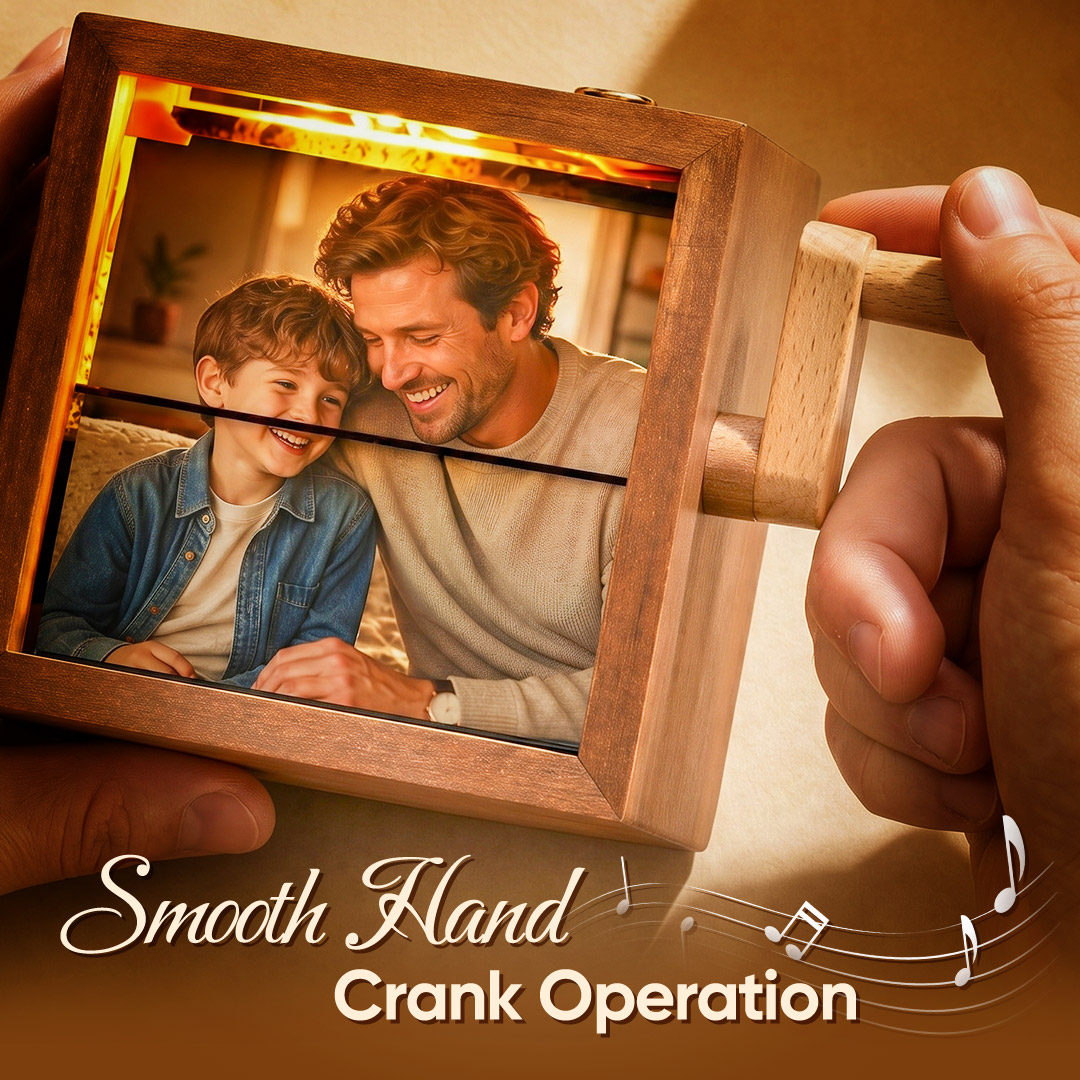 [TT]Custom Photo Flipbook Frame Animation Machine Mechanical Hand-cranked Flipbook Box Photo Album with Light Gift for Dad detail