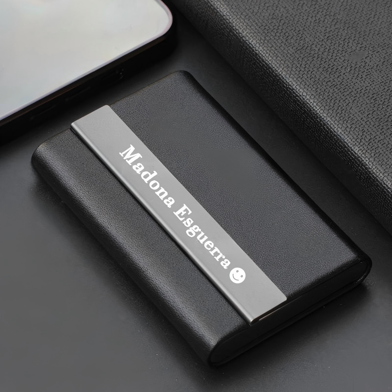 Custom Engraved Leather Business Card Case Bank Card Holder Gift for Him Business Gifts