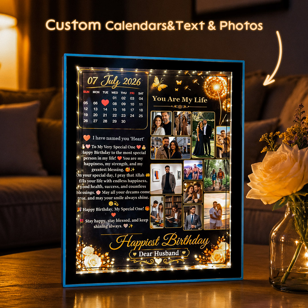Custom Magic Mirror Photo Light Personalized Calendar Text Night Light Frame Two-in-One Desk Decor Birthday Anniversary Gift for Husband Wife 商品缩略图