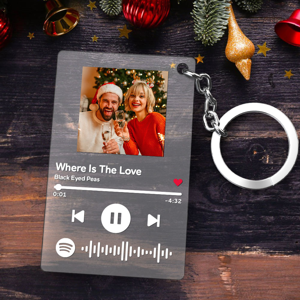 Scannable Music Code Plaque Keychain Music and Photo Acrylic, Song Keychain Christmas Gift - soufeelus