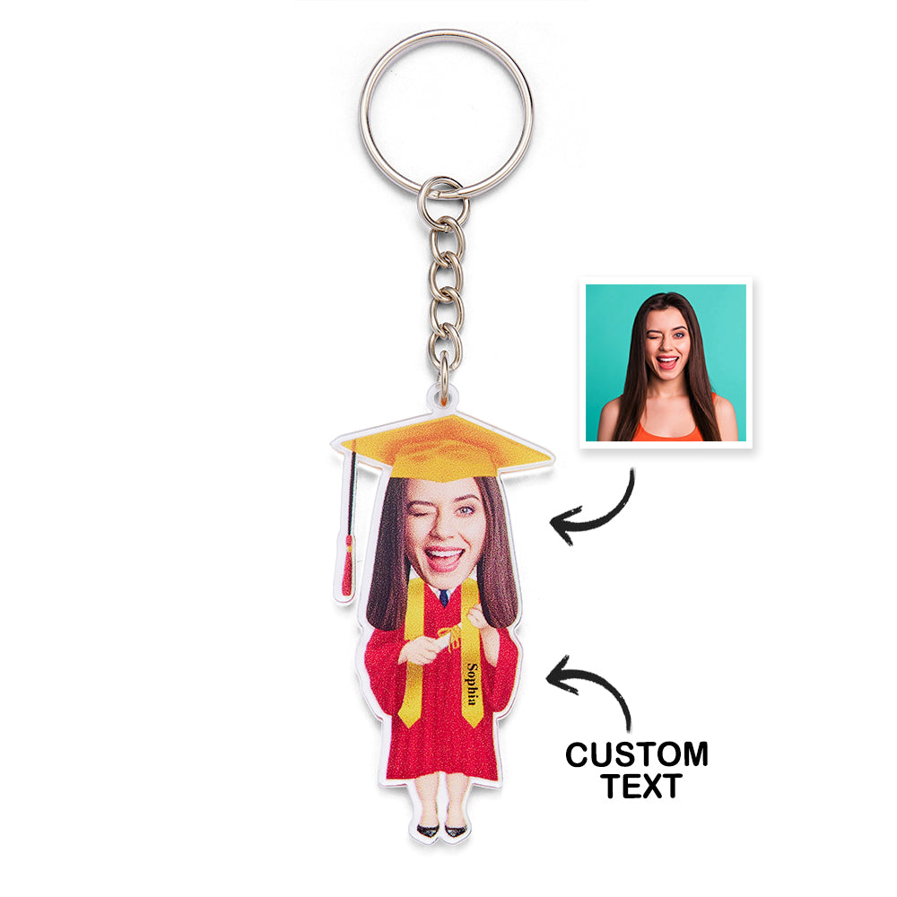 Personalized Photo Graduation Acrylic Keychain Customize Your Name Fun Graduation Season Gifts - soufeelus