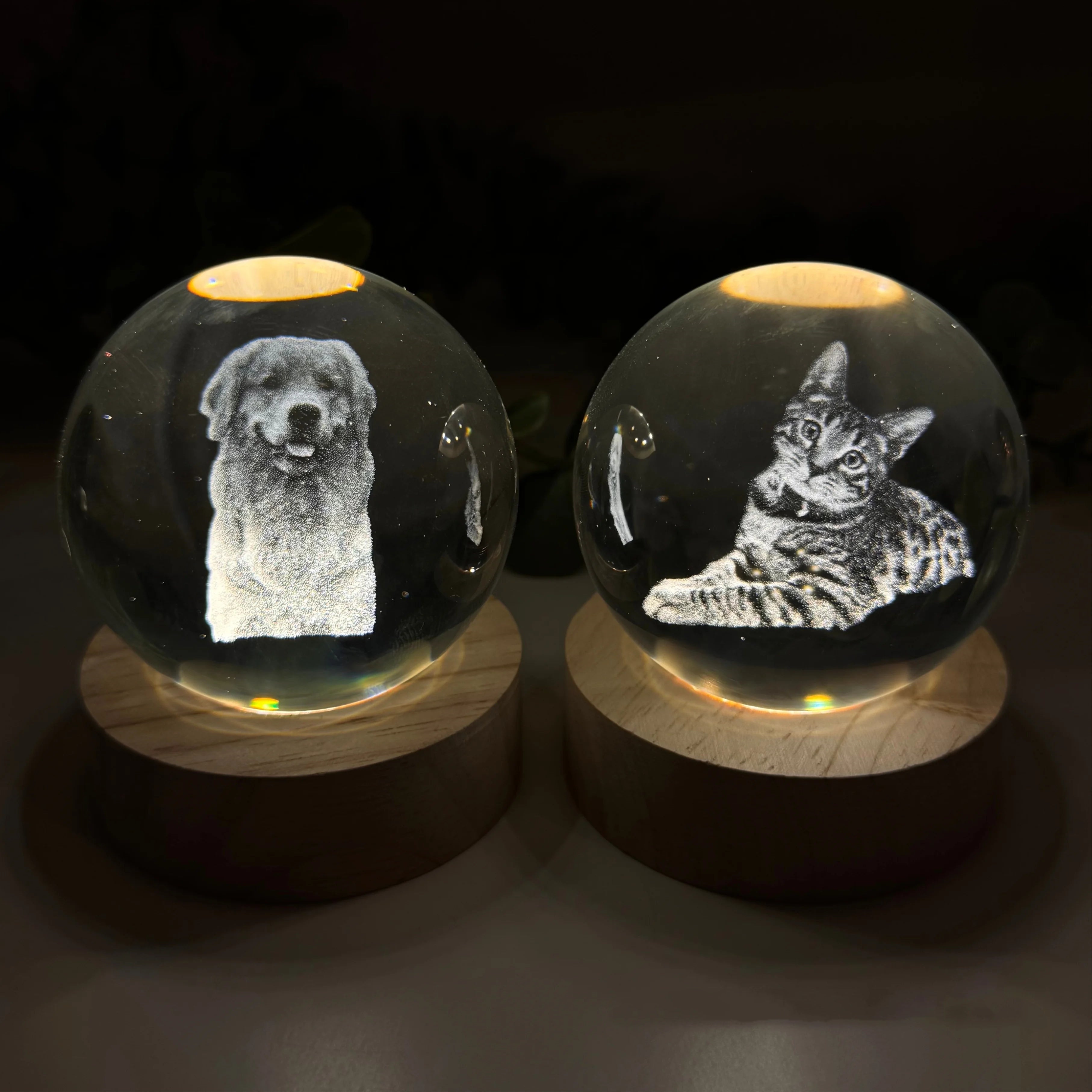 Custom Photo Crystal Ball Night Light Personalized Photo Crystal Light Gift for Pet Lovers